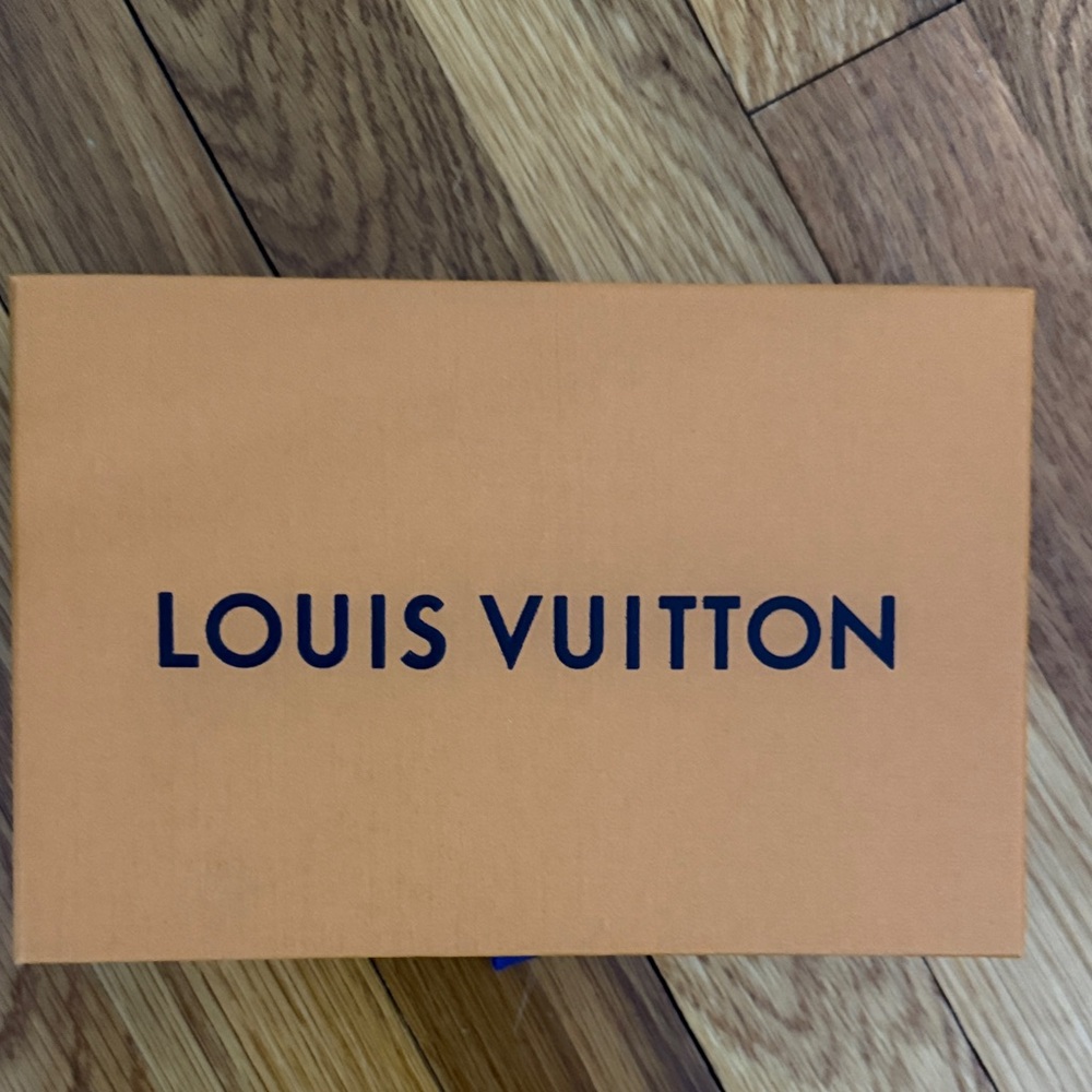Louis Vuitton small Signature Orange Box with blue LV ribbon